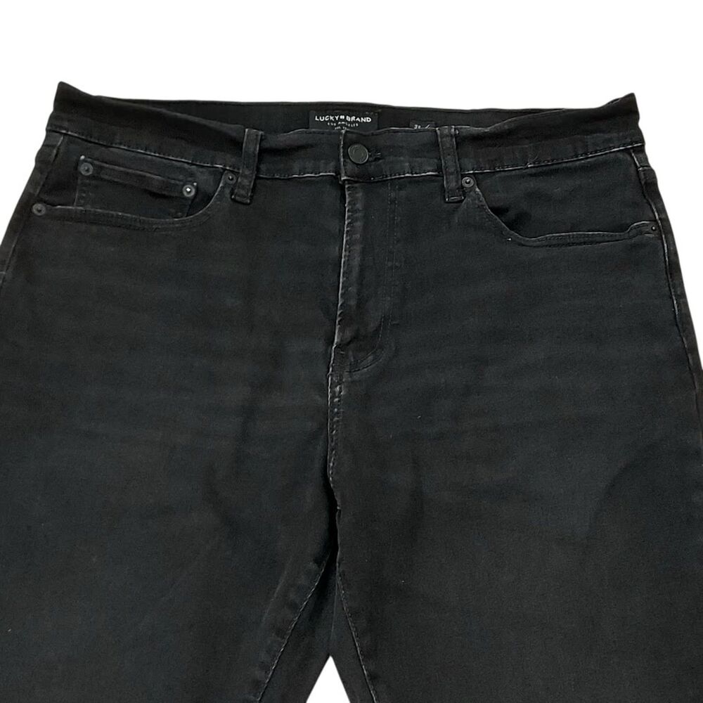 Lucky Brand 410 Athletic Straight Jeans Mens 36x33 Black Fit Stretch Denim - Picture 2 of 12